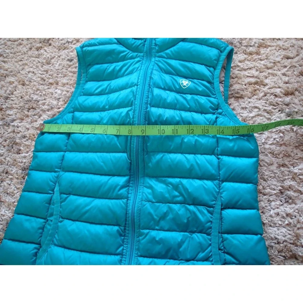Ariat‎ Ideal Down Vest Girls Small Teal Blue Excellent Lightweight Puffer